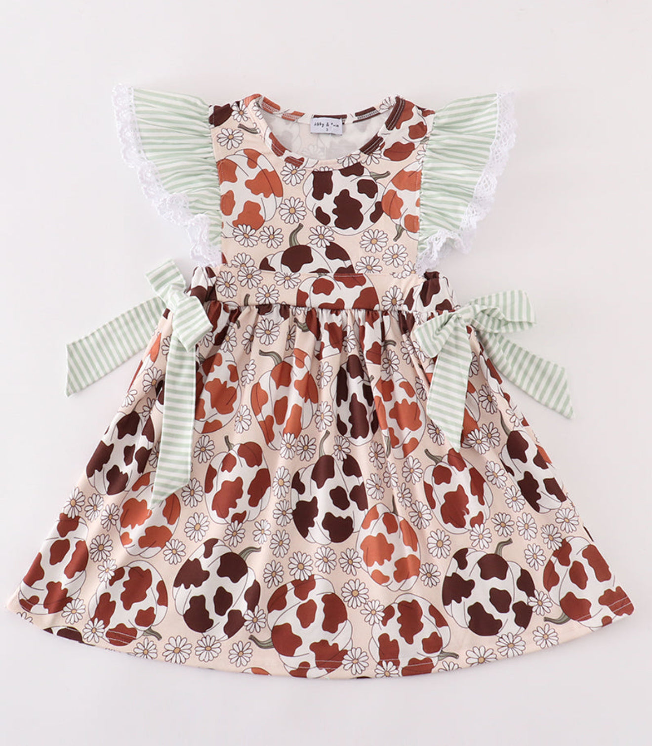 Girls Cow Print Pumpkin Dress