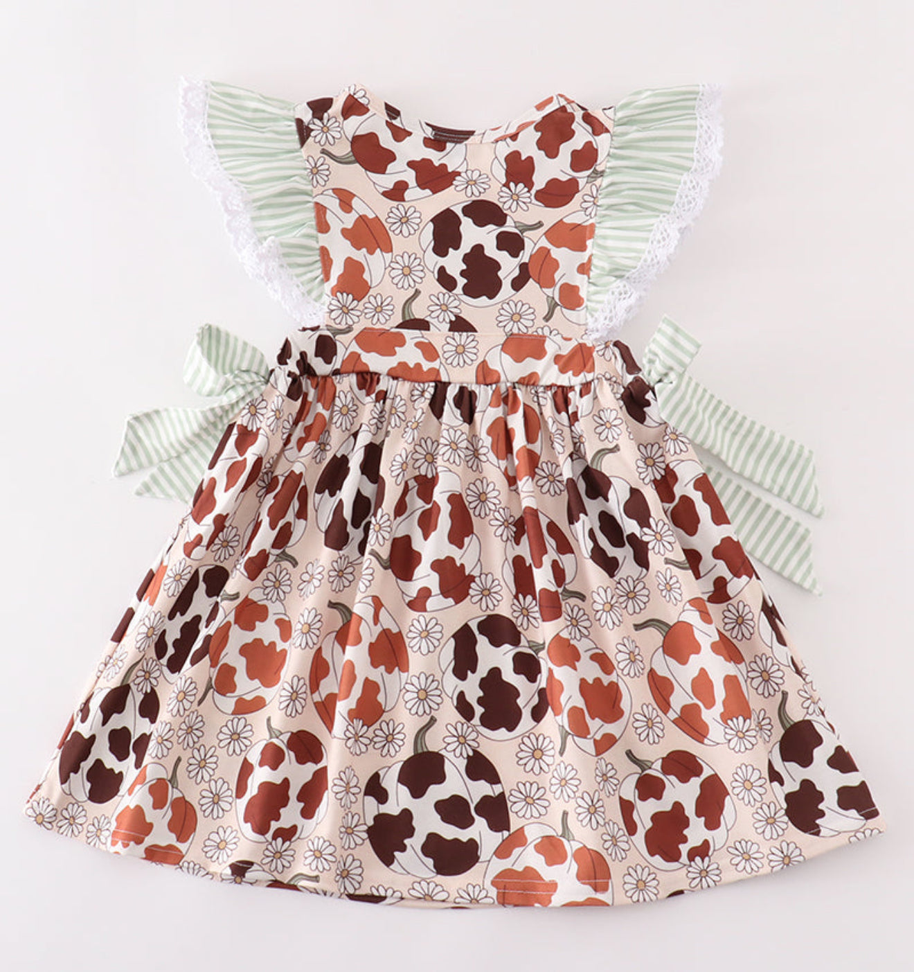 Girls Cow Print Pumpkin Dress