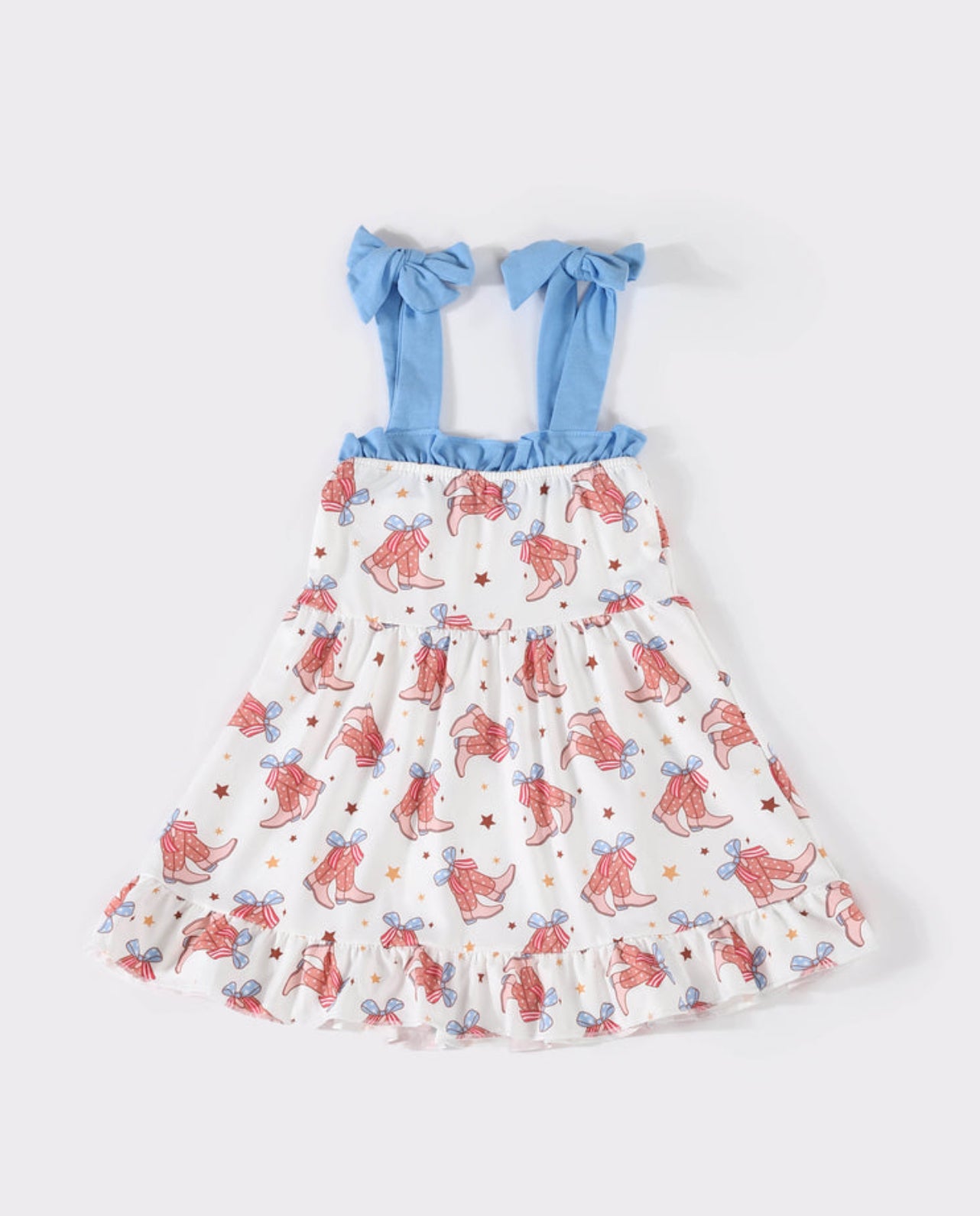 Blue Boots Ruffle Dress