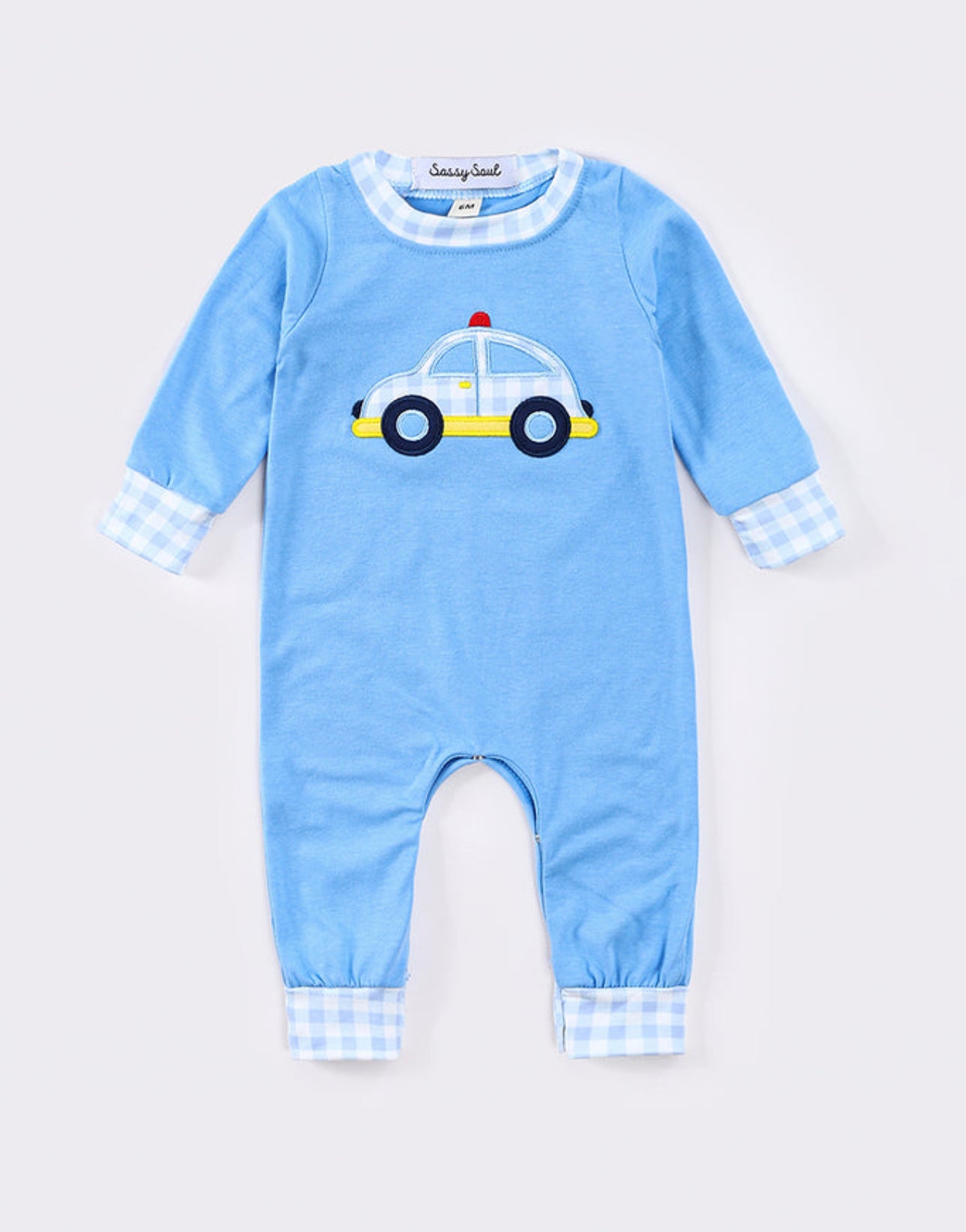 Blue Police Car Appliqué Long Jon